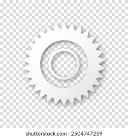 Gear icon, flat design. Machine sprocket gear icon. Realistic vector cogwheel sign symbol on a transparent background.