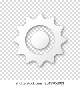 Gear icon, flat design. Machine sprocket gear icon. Realistic vector cogwheel sign symbol on a transparent background.