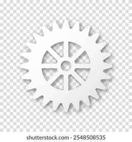 Icono del engranaje, diseño plano. Icono del engranaje del piñón de la máquina. Símbolo realista de la muestra de la rueda dentada del Vector en un fondo transparente.