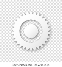 Gear icon, flat design. Machine sprocket gear icon. Realistic vector cogwheel sign symbol on a transparent background.