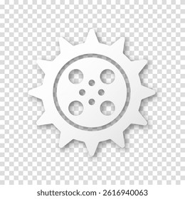 Gear icon, flat design. Machine sprocket gear icon. Realistic vector cogwheel sign symbol on a transparent background.