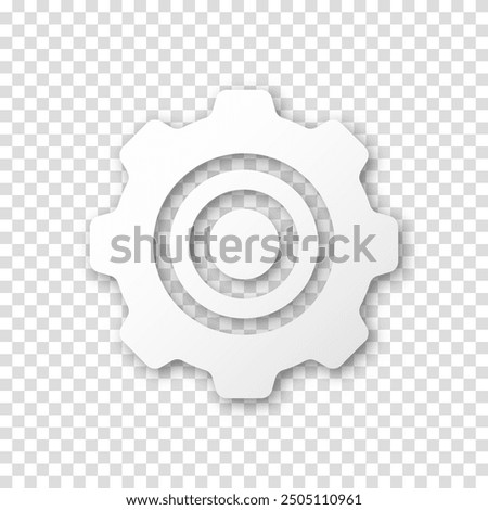 Gear icon, flat design. Machine sprocket gear icon. Realistic vector cogwheel sign symbol on a transparent background.
