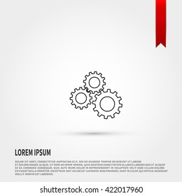 Gear icon. Flat style object. Art picture drawing. Eps 10. Web icons. 