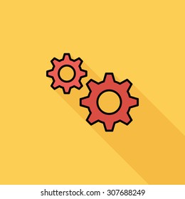 Gear icon. Flat vector related icon with long shadow for web and mobile applications. It can be used as - logo, pictogram, icon, infographic element. Vector Illustration.