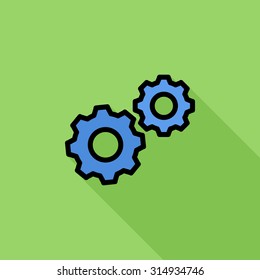 Gear icon. Flat vector related icon with long shadow for web and mobile applications. It can be used as - logo, pictogram, icon, infographic element. Vector Illustration.