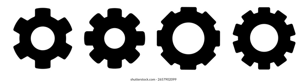 Icono de engranaje. Conjunto de iconos de ruedas dentadas