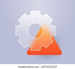 Estilo de morfismo de vidrio de icono de engranaje. Preferencias icono de diseño abstracto de brillo de vidrio transparente. Ilustración del vector