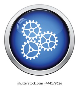 Gear icon. Glossy button design. Vector illustration.