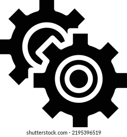 Gear Icon With Glyph Style, Science Sign And Symbol Isolated On White Background