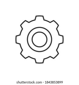 Zahnradsymbol für Grafikdesign-Projekte. Vektorschwarzes Symbol.