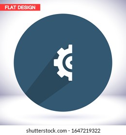 Gear icon. gear half. Vector graphics display work style. clipped gear vector graphics. for your site 10 eps