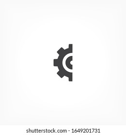 Gear icon. gear half. Vector graphics display work style. clipped gear vector graphics. for your site 10 eps
