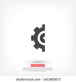 Gear icon. gear half. Vector graphics display work style. clipped gear vector graphics. for your site 10 eps
