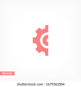 Gear icon. gear half. Vector graphics display work style. clipped gear vector graphics. for your site 10 eps