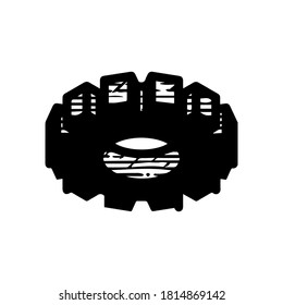 ilustración vectorial dibujada a mano del icono del engranaje aislado en fondo blanco