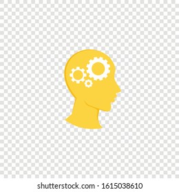 Gear icon in the head on a transparent background, vector image