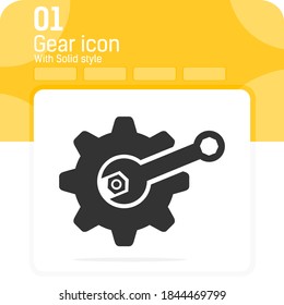 icono de engranaje con estilo negro de alta calidad aislado en fondo blanco. Icono de ilustración vectorial para diseño web, ui, ux, aplicaciones celulares, mecánicas, aplicaciones móviles, técnico, industrial y de otro tipo