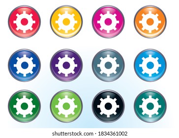 Gear icon, image of setting change. 12 sets of three-dimensional and colorful icons with glass texture and illustration materials.
