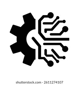 Gear Icon Integrated with Circuit Board Representing Technology and Innovation