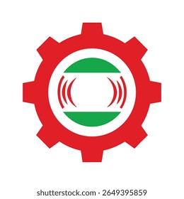 Ícone de engrenagem com ilustração de vetor da bandeira do Irã