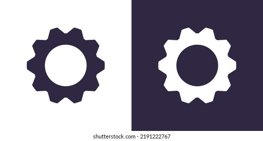 Gear icon. Isolated black and white vector illustration silhouette