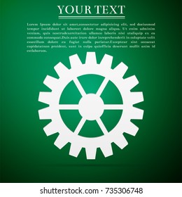 Gear icon isolated on green background. Flat design. Vector Illustration