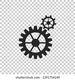 Gear icon isolated on transparent background. Cogwheel gear settings sign. Cog symbol. Flat design. Vector Illustration