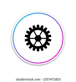 Gear icon isolated on white background. Cogwheel sign. Circle white button. Vector Illustration