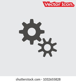 Gear Icon isolated sign symbol and flat style for app, web and digital design. Vector illustration.