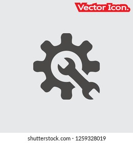 Gear Icon isolated sign symbol and flat style for app, web and digital design. Vector illustration.