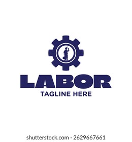 Gear icon Labor Day celebration logo design