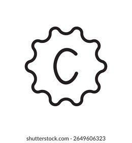 Gear icon with letter c. Gear badge with “C” inside perfect for branding or configuration icons.