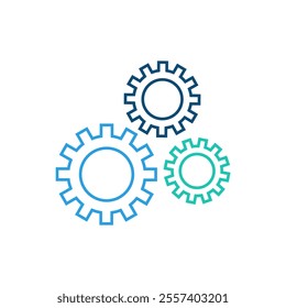 Gear icon line style. Gear with different color symbol. Cogwheel, engine, mechanism