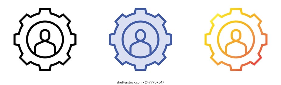 gear icon. Linear, Blue Fill and Gradient Style Design Isolated On White Background