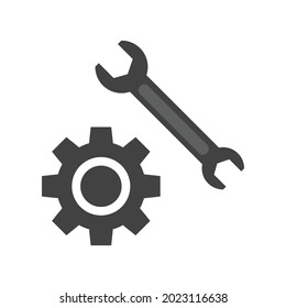 
icono de engranaje con herramientas de mantenimiento de máquinas