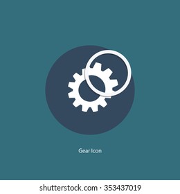 Gear icon with magnifying glass. Vector illustration.