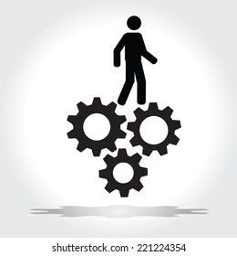 gear icon with man   vector,business concept