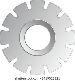 gear icon. Metal disk of the gear. Isolated object on transparent background. rough gear