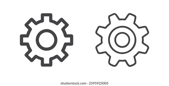 Gear icon minimalistic outline style for technology and engineering gear wheel vector linear icon for any purpose.