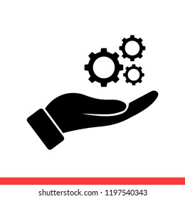Gear icon in modern flat design isolated on white background, hand vector illustration for web site or mobile app