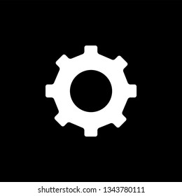Gear Icon On Black Background. Black Flat Style Vector Illustration.