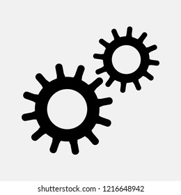 Gear icon on a grey background 