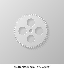 Gear icon on a grey background. Vector illustration.