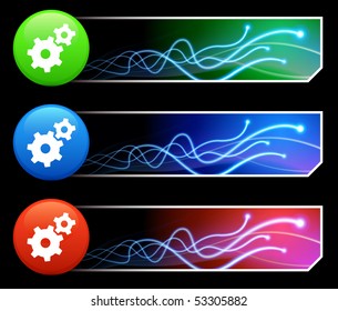 Icono de engranaje sobre el conjunto de botones multicolor de la Ilustración original