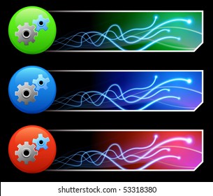 Gear Icon on Mutli Colored Button Set Original Illustration