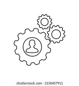 icono de engranaje en fondo blanco, concepto de trabajo en equipo, ilustración vectorial