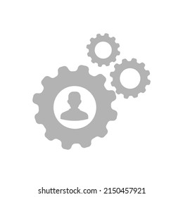 icono de engranaje en fondo blanco, concepto de trabajo en equipo, ilustración vectorial