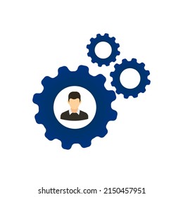 gear icon on a white background, teamwork concept, vector illustration
