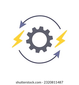 gear icon on a white background, electricity, vector illustration