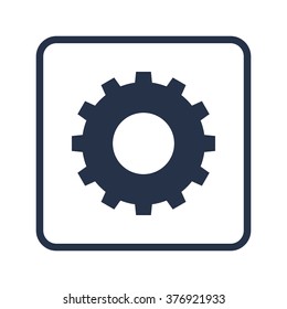 Gear icon, on white background, rounded rectangle border, blue outline